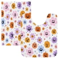 thumbnail image 1 of 2 Piece Soft Bathroom Rug Set Flowers and Smiling Pumpkins Bath Mat and U-Shaped Toilet Contour Rug (16"x24"+20"x24"), 1 of 7