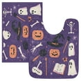 thumbnail image 1 of 2 Piece Soft Bathroom Rug Set Halloween Elements with Pumpkin Skull Bath Mat and U-Shaped Toilet Contour Rug (16"x24"+20"x24"), 1 of 7