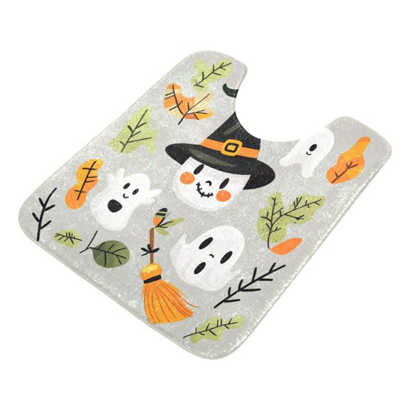 2 Piece Soft Bathroom Rug Set Halloween-themed Vector Elements Bath Mat and U-Shaped Toilet Contour Rug (16"x24"+20"x24")