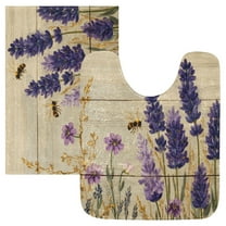 2 Piece Soft Bathroom Rug Set Lavender Sea Bath Mat and U-Shaped Toilet Contour Rug (16"x24" 20"x24")