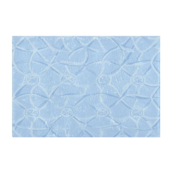 Soft Bathroom Rug Set Light Blue Geometric Pattern Bath Mat and U-Shaped Toilet Contour Rug (16"x24"+20"x24")