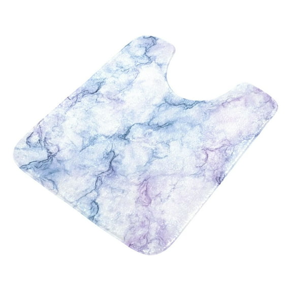 2 Piece Soft Bathroom Rug Set Light Purple and Blue Marble Bath Mat and U-Shaped Toilet Contour Rug (16"x24"+20"x24")