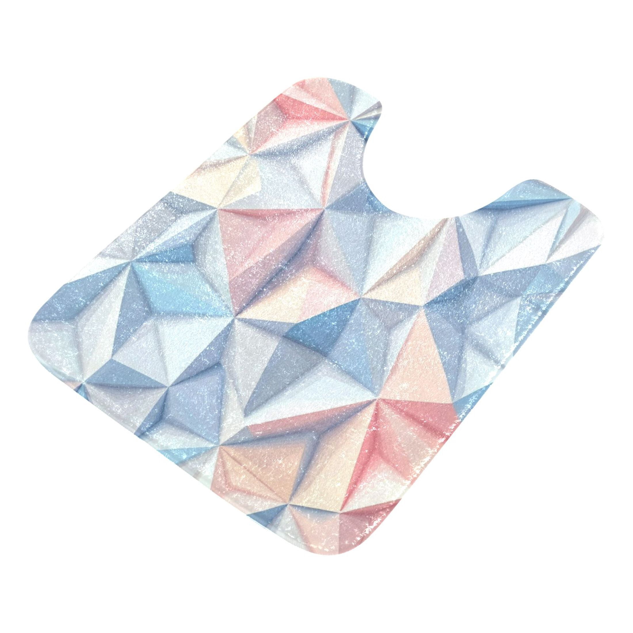 2 Piece Soft Bathroom Rug Set Pastel Geometric Pattern Bath Mat and U ...