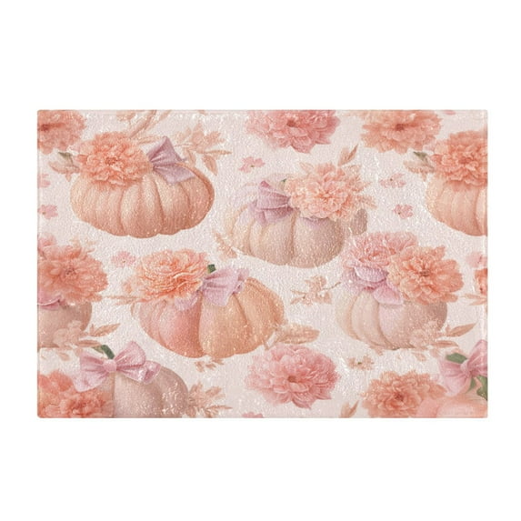 2 Piece Soft Bathroom Rug Set Pastel Pink Pumpkins Bath Mat and U-Shaped Toilet Contour Rug (16"x24"+20"x24")