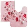 thumbnail image 1 of 2 Piece Soft Bathroom Rug Set Pink Christmas Background Bath Mat and U-Shaped Toilet Contour Rug (16"x24"+20"x24"), 1 of 7