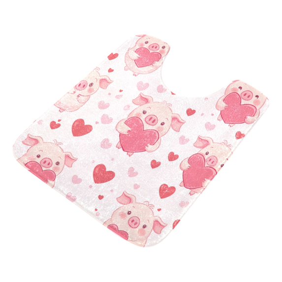 2 Piece Soft Bathroom Rug Set Pink Cute Pigs Bath Mat and U-Shaped Toilet Contour Rug (16"x24"+20"x24")