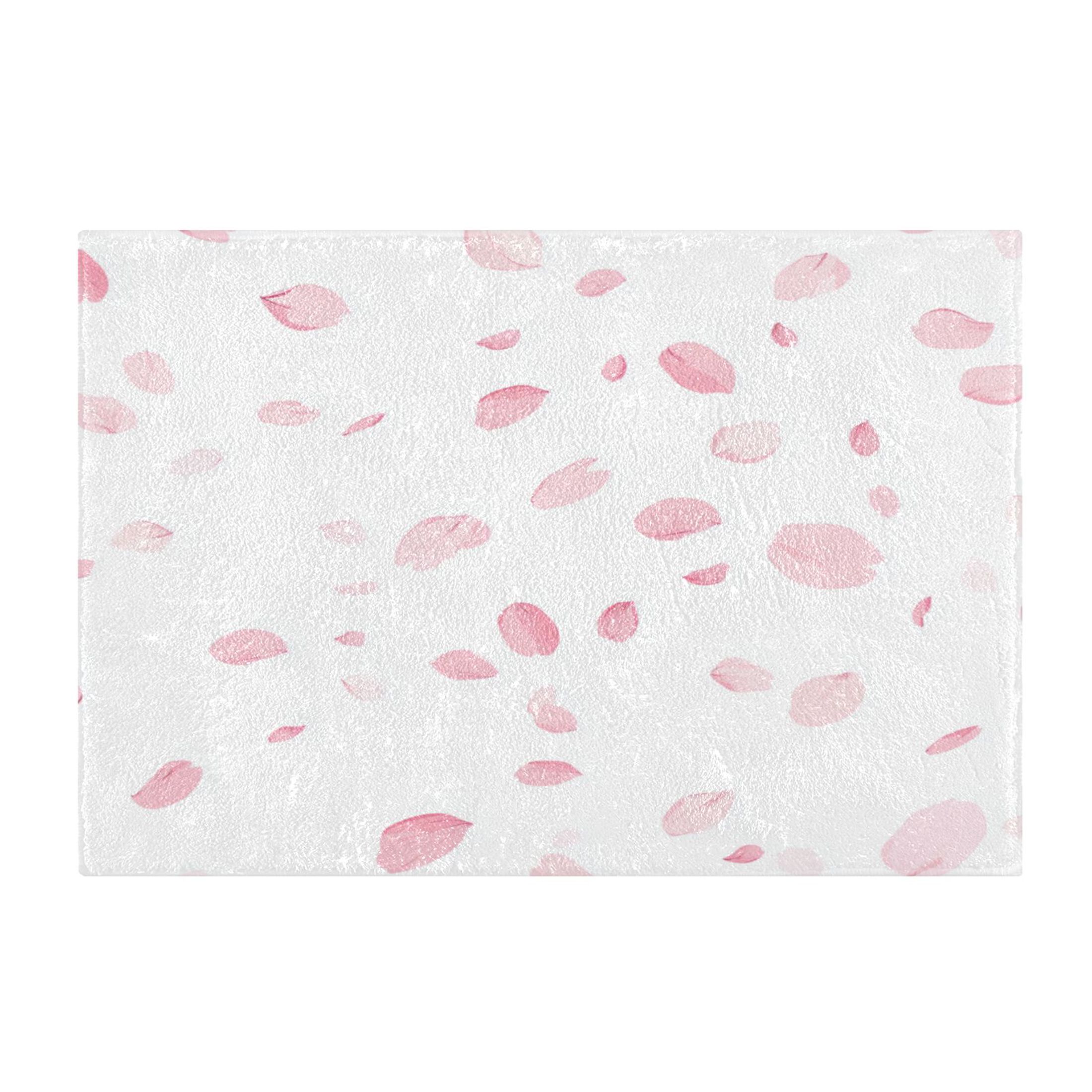 2 Piece Soft Bathroom Rug Set Pink Petals Bath Mat and U-Shaped Toilet ...