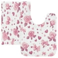 thumbnail image 1 of 2 Piece Soft Bathroom Rug Set Pink Roses and Bows Bath Mat and U-Shaped Toilet Contour Rug (16"x24"+20"x24"), 1 of 7