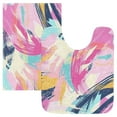 thumbnail image 1 of 2 Piece Soft Bathroom Rug Set Pink and Blue Abstract Bath Mat and U-Shaped Toilet Contour Rug (16"x24"+20"x24"), 1 of 9