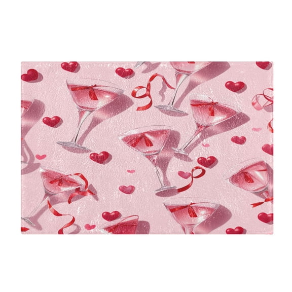 2 Piece Soft Bathroom Rug Set Red Wine Glass Bath Mat and U-Shaped Toilet Contour Rug (16"x24"+20"x24")