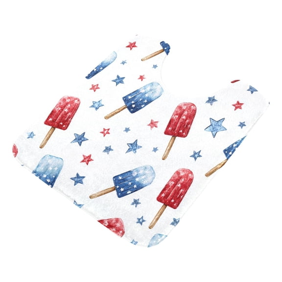 2 Piece Soft Bathroom Rug Set Red and Blue Popsicle Bath Mat and U-Shaped Toilet Contour Rug (16"x24"+20"x24")