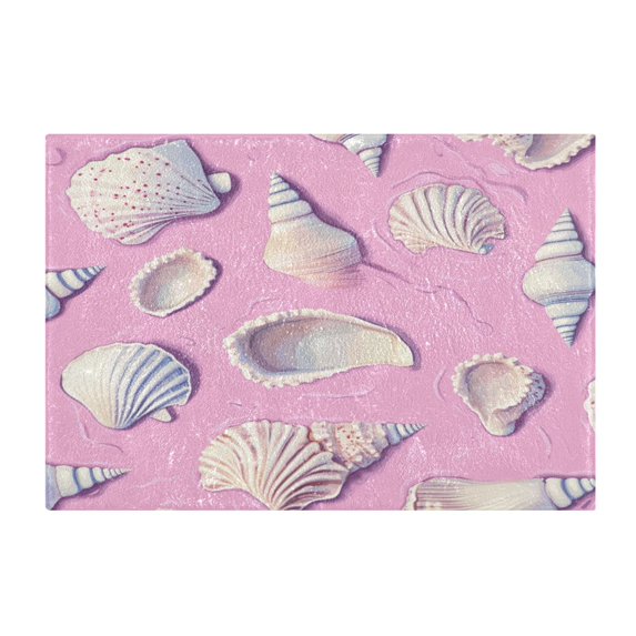 2 Piece Soft Bathroom Rug Set Seashells and Conch Shells Bath Mat and U-Shaped Toilet Contour Rug (16"x24"+20"x24")