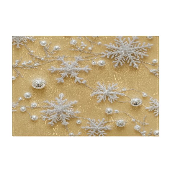 Soft Bathroom Rug Set Silver Color Snowflakes Bath Mat and U-Shaped Toilet Contour Rug (16"x24"+20"x24")