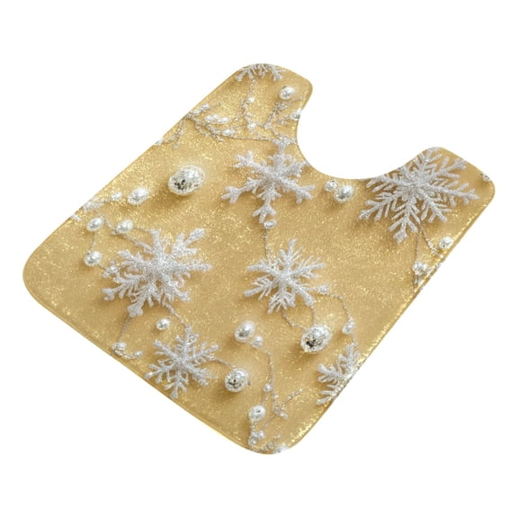 Soft Bathroom Rug Set Silver Color Snowflakes Bath Mat and U-Shaped Toilet Contour Rug (16"x24"+20"x24")