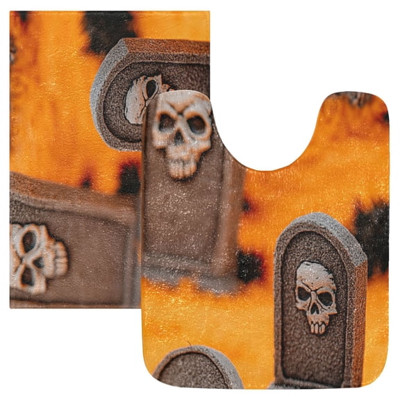 2 Piece Soft Bathroom Rug Set Small Tombstone-shaped Bath Mat and U-Shaped Toilet Contour Rug (16"x24" 20"x24")