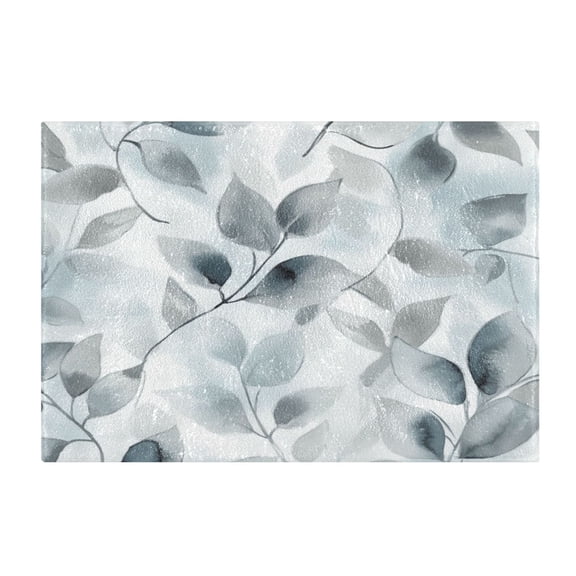 2 Piece Soft Bathroom Rug Set Soft Gray Leaves Bath Mat and U-Shaped Toilet Contour Rug (16"x24"+20"x24")
