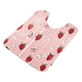 thumbnail image 1 of 2 Piece Soft Bathroom Rug Set Strawberry and Flower Bath Mat and U-Shaped Toilet Contour Rug (16"x24"+20"x24"), 1 of 4