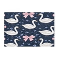 thumbnail image 1 of 2 Piece Soft Bathroom Rug Set Swans and Pink Bows Bath Mat and U-Shaped Toilet Contour Rug (16"x24"+20"x24"), 1 of 6