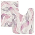 thumbnail image 1 of 2 Piece Soft Bathroom Rug Set Watercolor Abstract Wavy Lines Bath Mat and U-Shaped Toilet Contour Rug (16"x24"+20"x24"), 1 of 7
