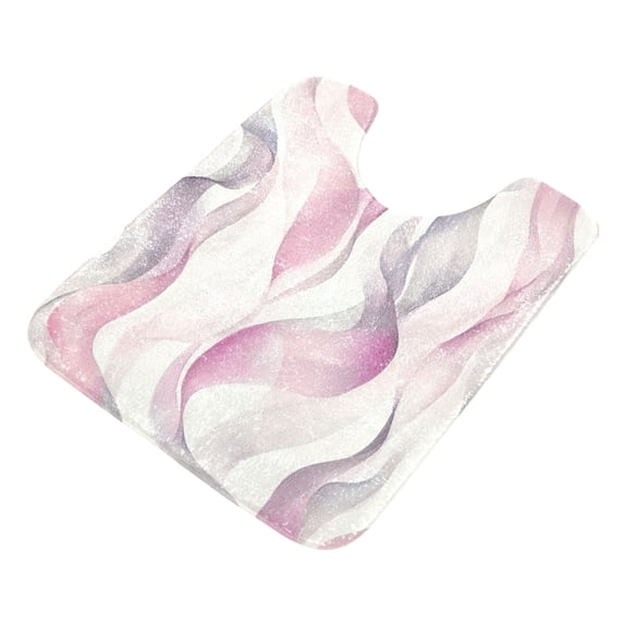 2 Piece Soft Bathroom Rug Set Watercolor Abstract Wavy Lines Bath Mat and U-Shaped Toilet Contour Rug (16"x24"+20"x24")