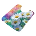 thumbnail image 1 of 2 Piece Soft Bathroom Rug Set Watercolor Daisies Pattern Bath Mat and U-Shaped Toilet Contour Rug (16"x24"+20"x24"), 1 of 4