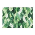 thumbnail image 1 of 2 Piece Soft Bathroom Rug Set Watercolor Green Wavy Lines Bath Mat and U-Shaped Toilet Contour Rug (16"x24"+20"x24"), 1 of 6