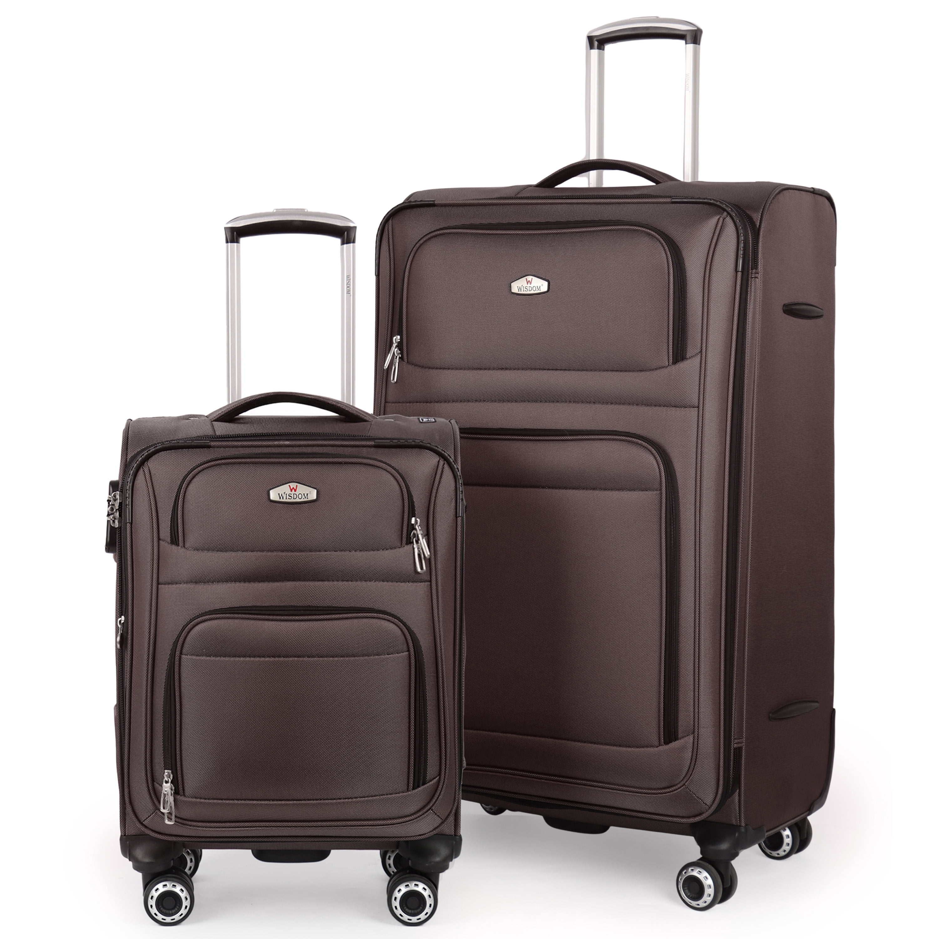 2-Piece Softside Luggage Set Expandable Spinner with TSA Lock, Lightweight Carry-On & Large Checked Suitcase,20"/30",Coffee - WD1622