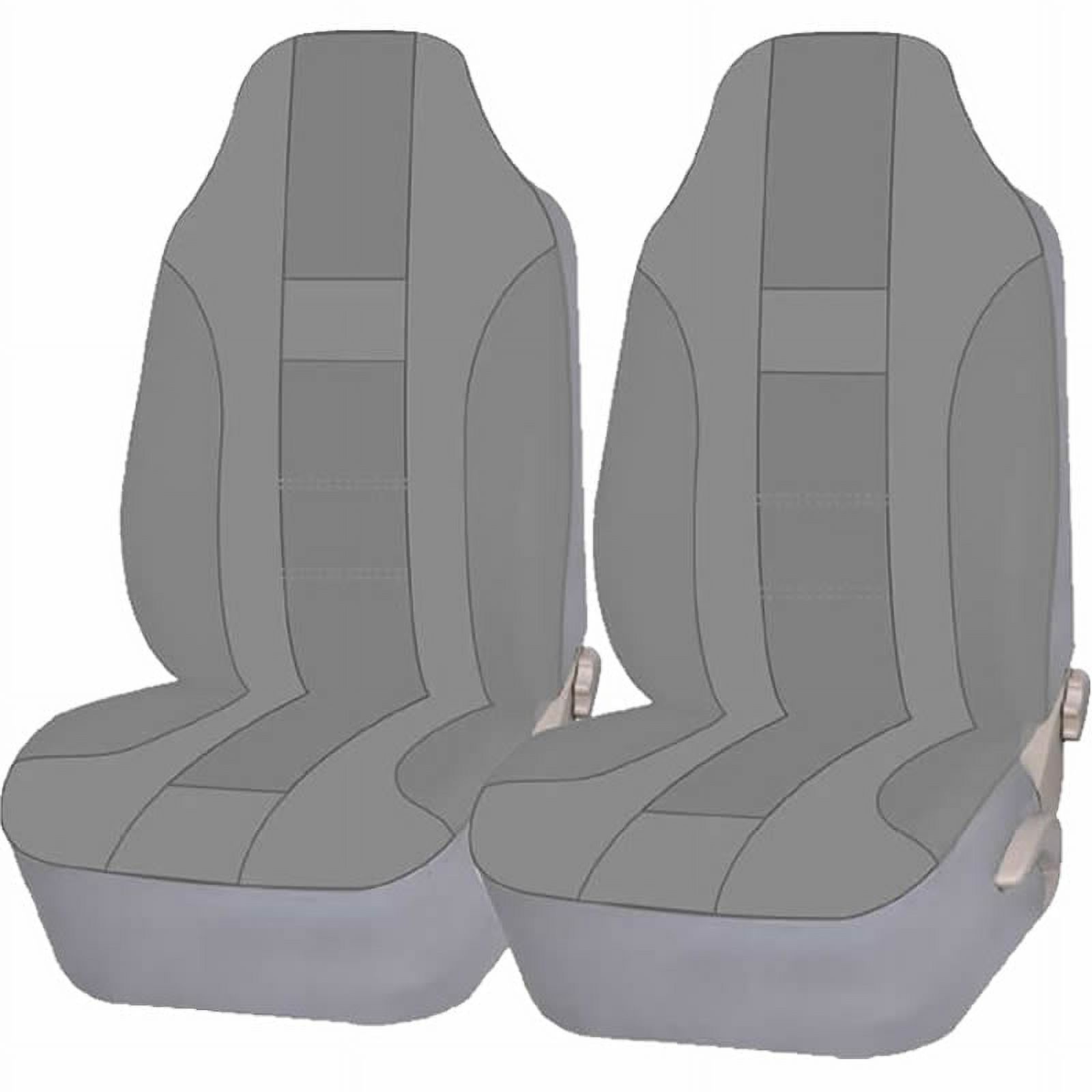 2 Piece Solid Gray High back Double Stitched Front Seat cover Universal