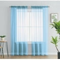 thumbnail image 1 of 2 Piece Solid Rod Pocket Sheer Window Curtains Sheer Light Blue Curtains Window Curtains Set Of 2, 1 of 1