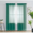 thumbnail image 1 of 2 Piece Solid Rod Pocket Sheer Window Curtains Sheer Teal Curtains Window Curtains Set Of 2, 1 of 1