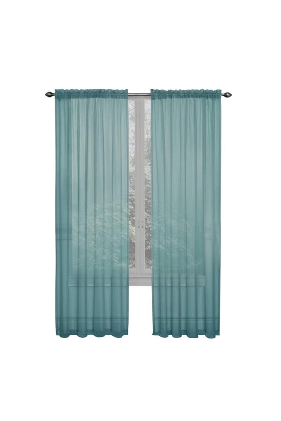 2 Piece Elegant Solid Sheer Window Curtain Panels Treatment Drapes (78" X 40",Green)