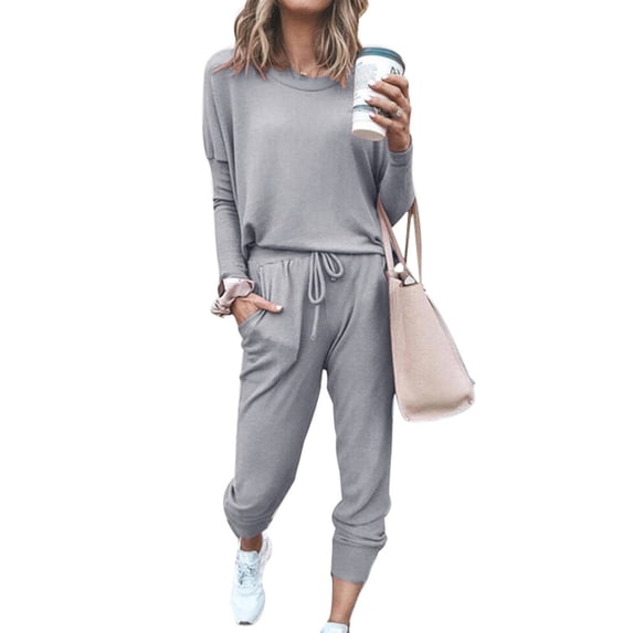 2 Piece Sport Outfit Set for Women Autumn Winter Tracksuit Set Long Sleeve Tops+Pants Joggers Loungewear