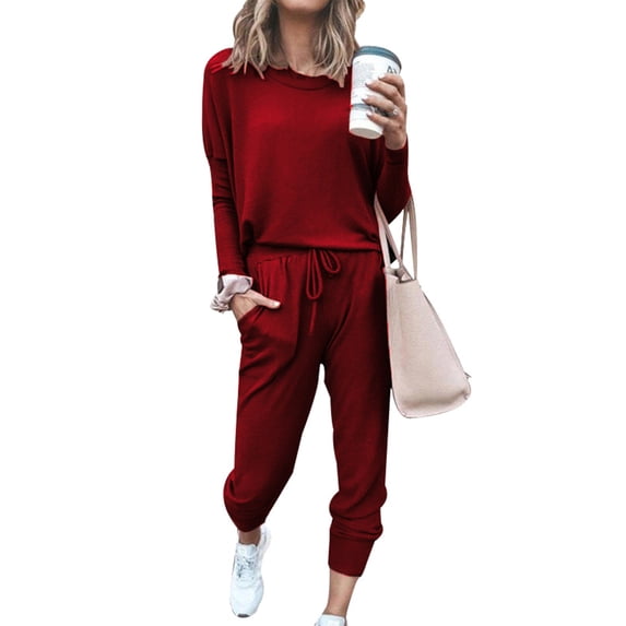 2 Piece Sport Outfit Set for Women Autumn Winter Tracksuit Set Long Sleeve Tops+Pants Joggers Loungewear