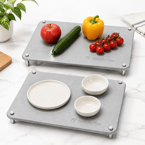 2-Piece Stackable Drying Stone Mat Set, Compact Countertop Space Saver