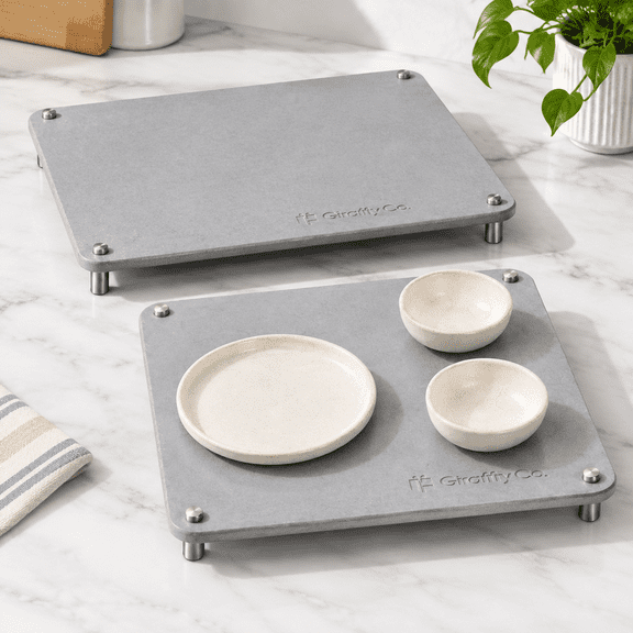 2-Piece Stackable Drying Stone Mat Set, Space-Saving Kitchen Counter Accessory
