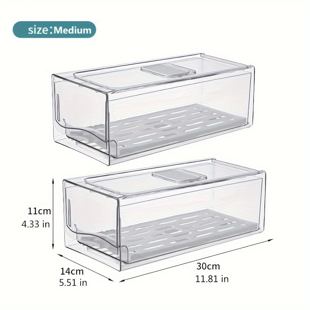 2-Piece Stackable Fridge Organizer Bins, Reusable Food Storage ...