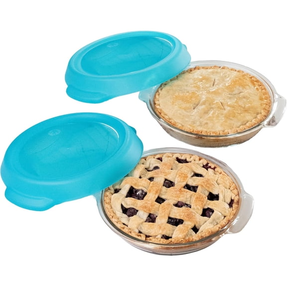 2 Piece Stackable Glass Pie Plate Set with Lids 9 Inch Bestseling