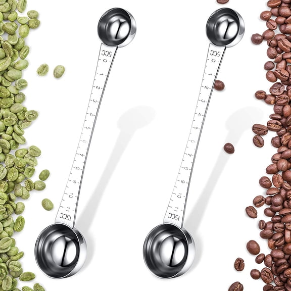 Coffee Scoops 2 Pieces Stainless Steel Measuring Spoon Long Handle 1 Tablespoon 1 Teaspoon