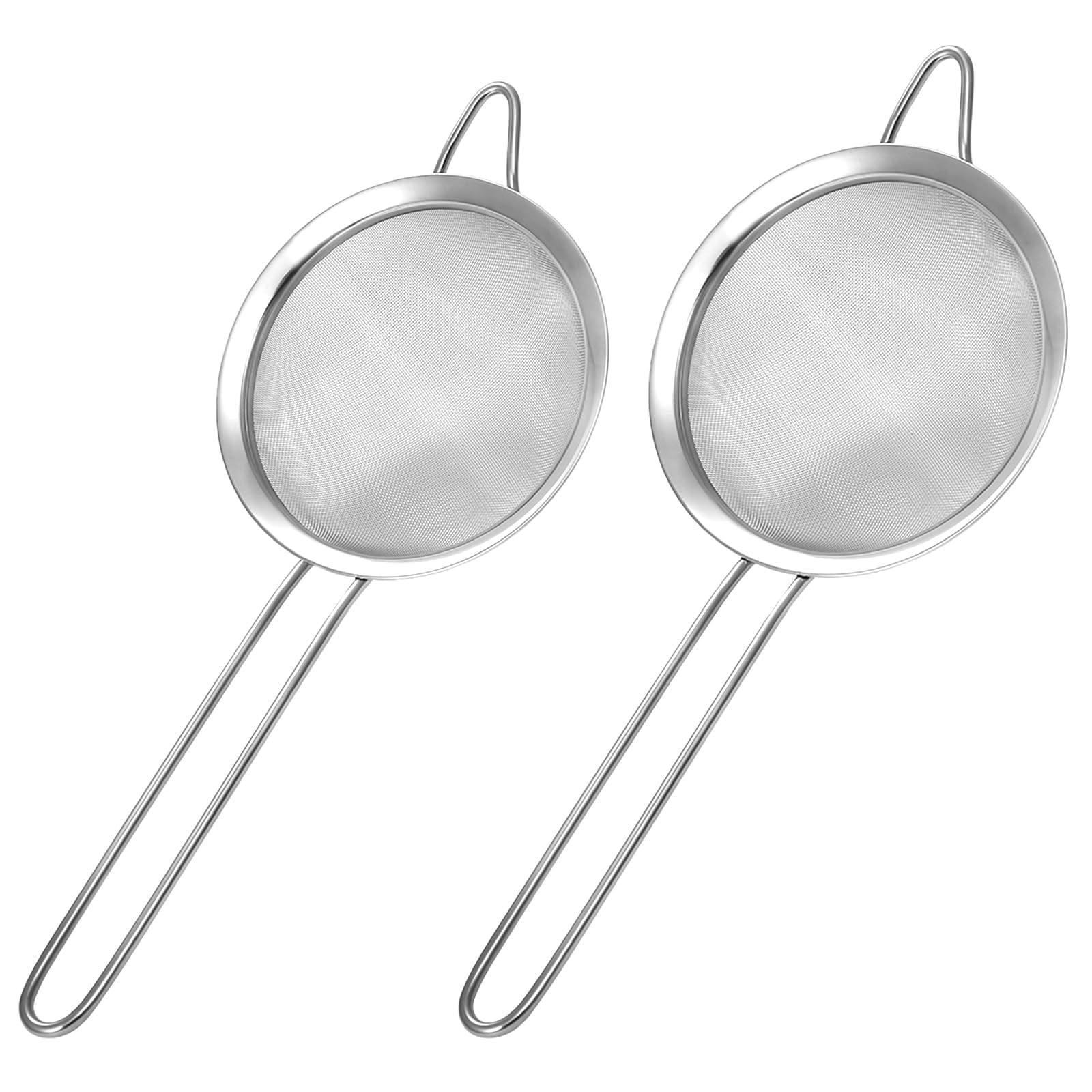 2 Piece Stainless Steel Fine Mesh Strainer, Compact Sieve for Tea Juice ...