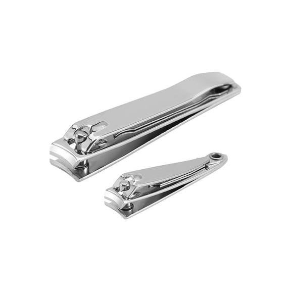 2-Piece Stainless Steel Nail Cutter Silver,2Pcs Sharp Curved Fingernail & Toenail Clippers with Nail File for Men and Women, Classic, Silver