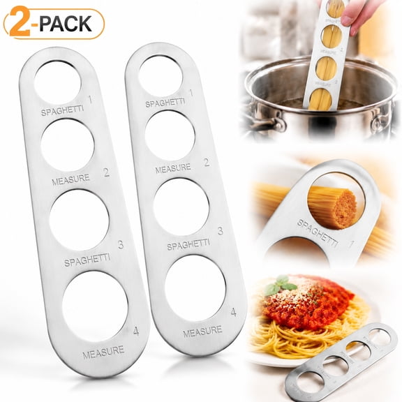 2-Piece Stainless Steel Pasta Measurer, Spaghetti Portioning Tool for Perfect Serving Size, Kitchen Gadget for Spaghetti, Fettuccine, Linguine (Silver)