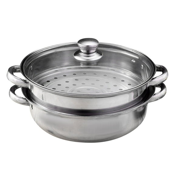 2 Piece Steamer Pot Stainless Steel Food Steam Cooking Vegetable Steaming Basket Cookware Steamer Saucepot Double Boiler