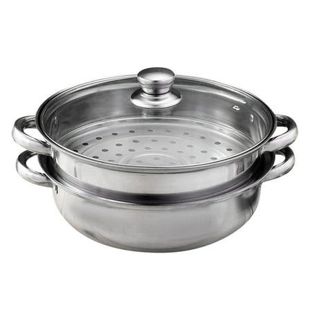 2 Piece Steamer Pot Stainless Steel Food Steam Cooking Vegetable Steaming Kitchen Cookware Steamer Saucepot Double Boiler
