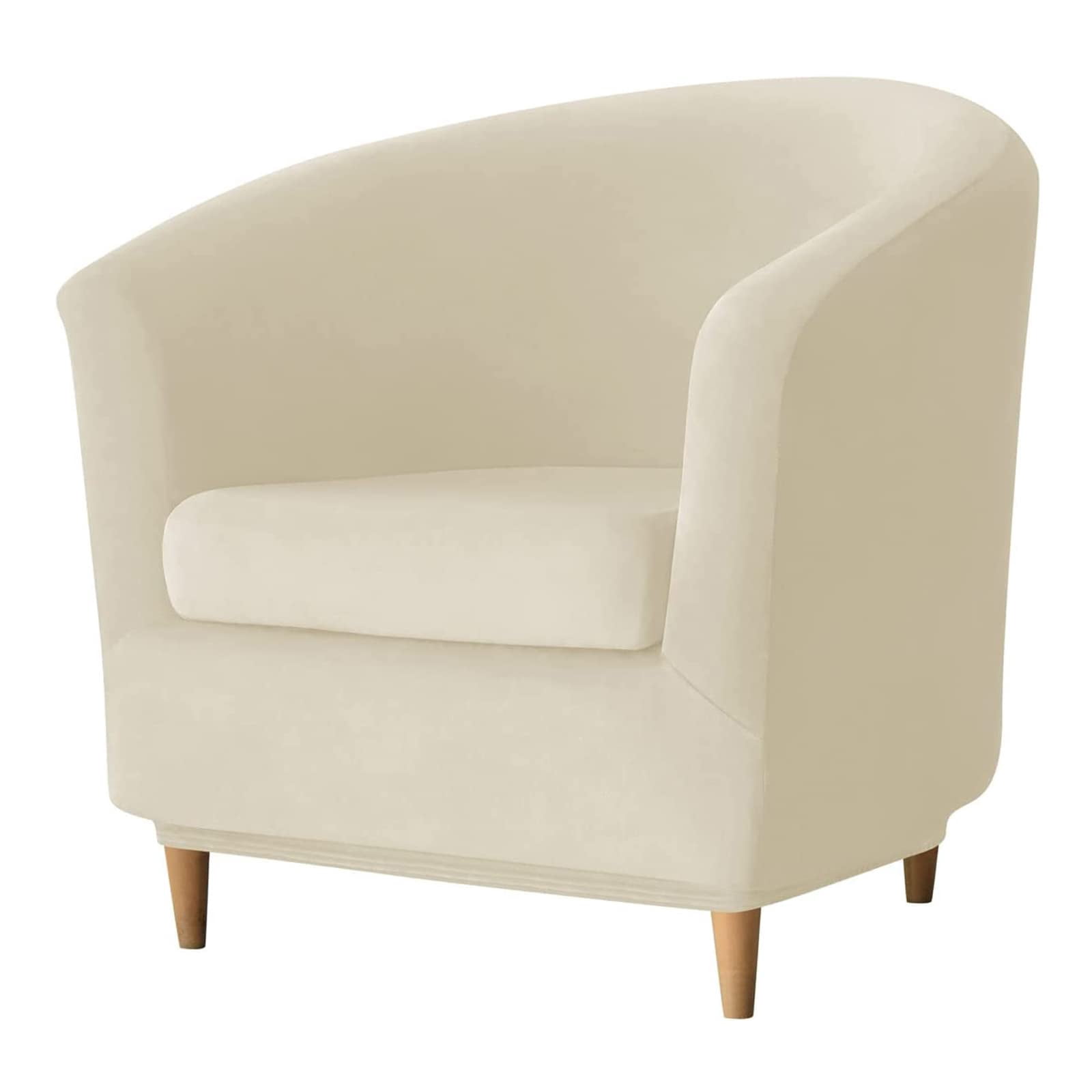 Velvet Plush Club Chair Slipcover - Stretch Round Barrel Chair Cover, Super Soft Furniture Protector
