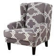 thumbnail image 1 of 2-Piece Stretch Wing Chair Cover Wingback Armchair Slipcovers Furniture Seat Protector ( Gray 02 ), 1 of 11