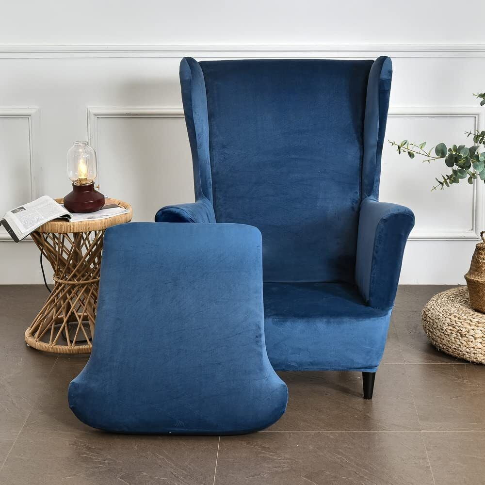 TOPCHANCES Wingback Chair Covers Stretch Velvet Wing Chair Armchair Slipcover Furniture Protector For Living Room Bedroom Wine Red Walmart