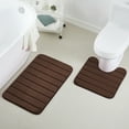 thumbnail image 1 of 2 Piece Striped Design Solid Memory Foam Bathroom Rug Set Non-Slip, 1 of 7