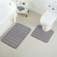 thumbnail image 1 of 2 Piece Striped Design Solid Memory Foam Bathroom Rug Set Non-Slip, 1 of 6