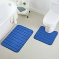 thumbnail image 1 of 2 Piece Striped Design Solid Memory Foam Bathroom Rug Set Non-Slip, 1 of 7