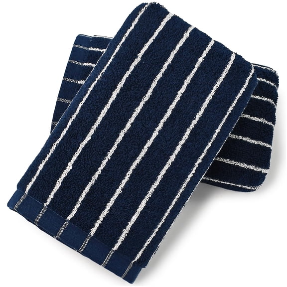 2-Piece Striped Hand Towels - Fall Kitchen & Bathroom Towels, 13" x 29", Farmhouse & Retro, Terracotta and Off-White